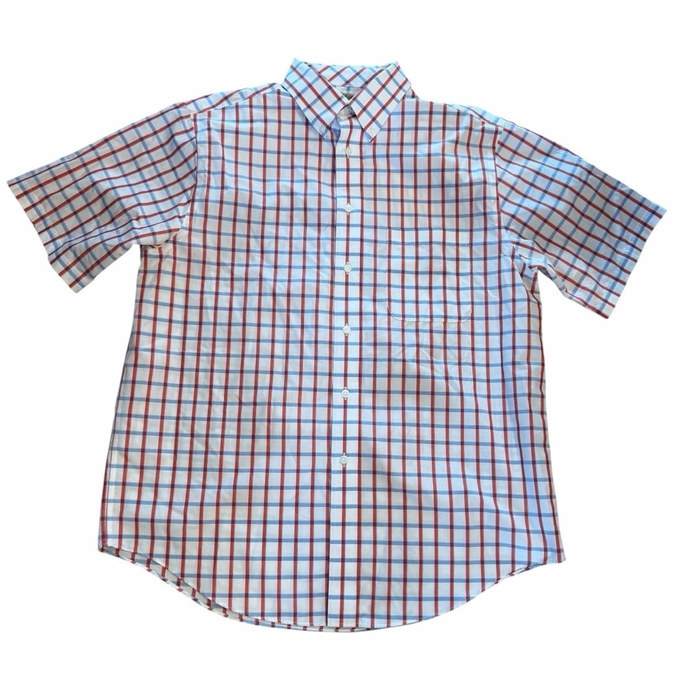 Roundtree & Yorke Red and Blue Plaid Button Down Shirt
